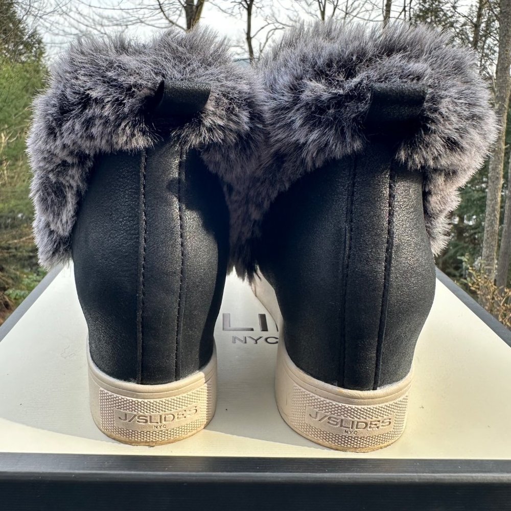 Nib J/Slides Sean Faux Fur Black Metallic Suede W… - image 4